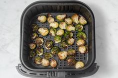 the brussel sprouts are ready to be cooked in the air fryer