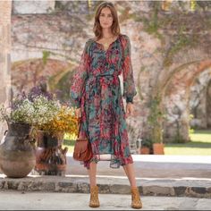 New Without Tags. Beautiful Floral Boho Midi Dress From Sundance. Size Extra Large. Bandana Dress, Boho Midi Dress, Garden Dress, Sundance Catalog, Eyelet Dress, Sleeve Midi Dress, Long Sleeve Midi, Romper With Skirt, Long Sleeve Midi Dress