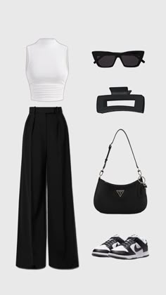 Staff Party Outfit, Minimalist Chic Outfit, Clothes Formal, Outfit Black And White, White Tops Outfit, Fit Aesthetic, Chill Outfit, Aesthetic Ootd