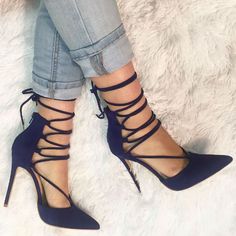 Pinterest// em✨ Navy Blue High Heels, High Heels For Prom, Navy Blue Heels, Blue High Heels, Dr Shoes, Closed Toe Heels, Heels Outfits, Blue Heels