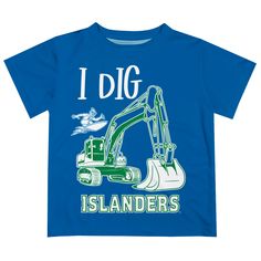 Texas A&M Corpus Christi Islanders TAMU-CC Vive La Fete Excavator Boys Game Day Blue Short Sleeve Tee Hand Smock, Texas A&m, Fast Track, Soft Natural, Performance Fabric, Blue Shorts, Team Spirit, Game Day, Lightweight Fabric