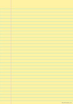 a yellow lined paper with lines on the top and bottom, in two different colors