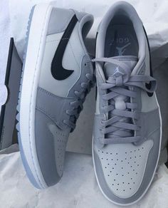 Air Jordan 1 Low Golf "Wolf Grey" Sporty Golf Shoes With Boost Midsole, Jordan 1 Low Wolf Grey, Wolf Grey Jordans, Jordan Wings, Grey Jordans, Yeezy Sneakers, Jordan 13 Retro, Air Jordan 5 Retro, Jordan 12 Retro