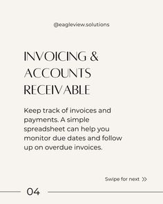 the invoicing and accounts receivable page is shown with text that reads, keep track of invoices and