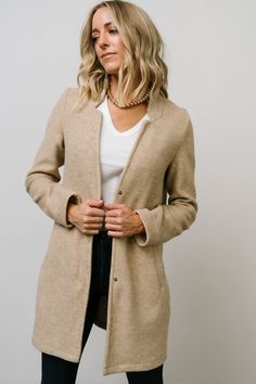 Knoll Notch Jacket | Oatmeal - Baltic Born Perfect Cardigan, Baltic Born, Woman's Fashion, Oatmeal Color, Cute Jackets, Notch Collar, Oversized Cardigan, Double Breasted Coat, Cup Size