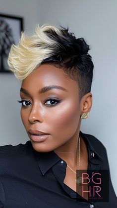 Classic Pixie Elegance – Black Women’s Hair #ClassicPixie #ElegantHairStyle #BlackGirlsHairRocks – Black Girls Hair Rocks Short Hairstyle Women Back View, Buzzed Pixie Haircut, Shaved Pixie