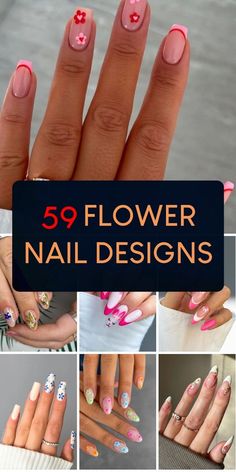 Get inspired by these gorgeous flower nail designs and try them out at homeFrom simple to intricatethere's a design for every style. Simple Nail Art Flowers, Nails W Flower Design, Nail Flowers Design, Simple Floral Nail Designs, Short Nails With Flower Design, Flower Art On Nails, Cute Nails With Flowers, Short Nails Flower Design, Flower Designs For Nails