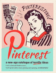 an advertisement for pinterest with a woman holding up a piece of paper in front of her face