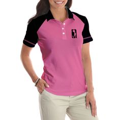 Golf Girl, Golf Women, Funny Golf Shirts, Womens Golf Shirts, Funny Golf, Black Polo Shirt, Women Golfers, Black Polo, Sleeve Women