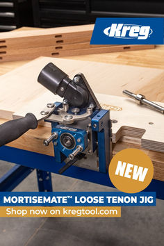 a table sawing machine with the words mortisemate loose in front of it