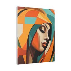 an abstract painting of a woman's face