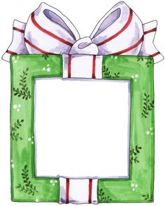 a drawing of a green frame with a bow on it