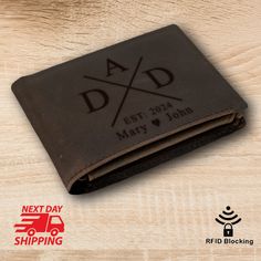 Custom Dad and Child Names Wallet, Father Day Gift for Him, Grandad Wallet, Groomsmen Wallet, Custom Wallet, Husband Boyfriend Gift for Men, Leather Wallet, Custom Engraved Wallet, Engraved Wallet, Dad Wallet, Papa Wallet Surprise your loved ones with this personalized leather wallet, a perfect Father's Day gift for him. Ideal for grandad, husband, boyfriend, or dad, this custom engraved wallet is a thoughtful anniversary or birthday gift that will be cherished for years to come. Looking for a s Father's Day Bifold Wallet, Father's Day Rfid Blocking Wallet, Father's Day Gift Wallets With Coin Pocket, Father's Day Wallets With Coin Pocket, Father's Day Gift Wallet With Coin Pocket, Rfid Blocking Wallets For Father's Day, Brown Wallet For Father's Day, Brown Wallets For Father's Day, Rectangular Everyday Wallets For Father's Day