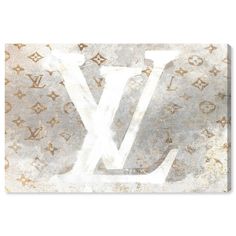 the letter l is made up of louis vuitton letters and gold foil on white paper