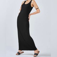 Nwt Straight And Narrow Regular Fit Back Keyhole 94% Viscose 6% Elastane Black Color Orange Maxi Dress, Spaghetti Strap Maxi Dress, Fit Back, Maxi Dress Navy, Maxi Tank Dress, Long Black Dress, Black Maxi, Black Knit, Black Maxi Dress