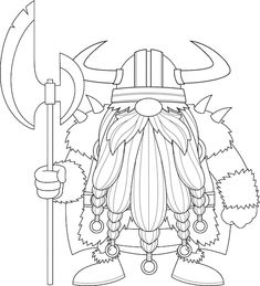 Vector outlined gnome viking cartoon cha... | Premium Vector #Freepik #vector #barbarian #line-art-people #people-drawing #man-drawing Cute Viking Drawing, Viking Art Drawing, Viking Cartoon, Embroidery Towels, Drawing Man, Viking Head