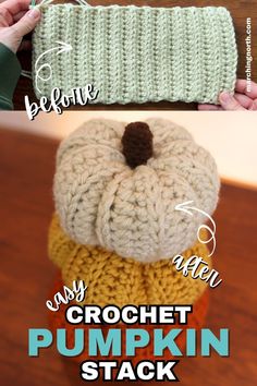 crochet pumpkin stack with instructions to make it