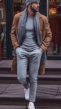 Mens Clothing Styles Winter Casual, Mens Winter Looks, Men’s Statement Pieces, Mens Clothing Styles Winter, Mens Dress Boots Outfits, Fall Mens Fashion, Chique Outfit, Mens Overcoat