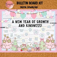 bulletin board for the new year of growth and kindness