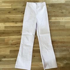 Purple & White Plaid Capri Pants. Size Small. Never Worn Brand New. Size Small. Thinner Material And Lightweight. White Fitted Capris For Summer, Spring High-waist Loungewear Capris, Spring High Waist Capris For Loungewear, Spring White High-waisted Capris, White High Waist Cotton Capris, White High-waisted Capris For Spring, High Waist White Cotton Capris, Jumpsuit Trousers, White Plaid