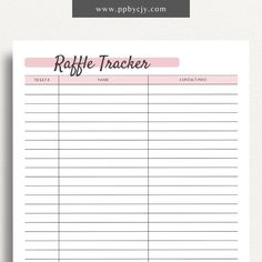 Raffle Ticket Tracker Printable Template – Digital download for organizing and managing raffle ticket sales and entries Printable Tracker, Organizer Template, School Fair, Auction Fundraiser, Raffle Prizes, Door Prizes, Raffle Ticket, Schedule Planner, Ticket Sales