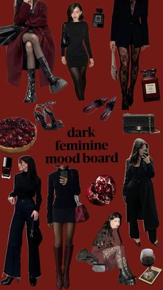 Dark Feminine Aesthetic Outfits, Feminine Aesthetic Outfits, Vision Board Examples, Dark Feminine Aesthetic, Dark Feminine