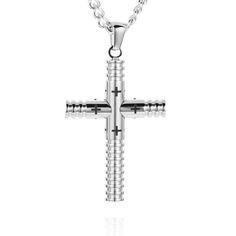 Men’s silver cross pendant necklace by Alfred & Co. London. The Cross Curv© men’s silver pendant necklace  is for those who are strong willed & passionate and know which direction they are heading.
This iconic emblem of faith, passion & love represents true inner confidence and it tells the world that you know who you are and what you want. Intricate detailed Crosses within the pendant add to the superior look & finish.
Necklace comes in a length of 20 inches with a 2 inch e Modern Silver Necklace With Cross Pendant, Modern Silver Cross Pendant Necklace, Silver Stainless Steel Cross Necklace, Minimalist Silver Stainless Steel Cross Necklace, White Gold Stainless Steel Cross Pendant Necklace, White Gold Stainless Steel Cross Necklace, Inner Confidence, Silver Cross Necklace, Silver Cross Pendant