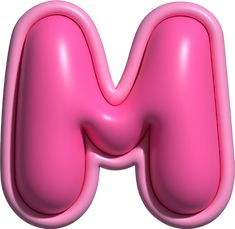 the letter m is pink and it appears to be made out of liquid or plastic