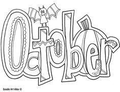 an image of the word october coloring page