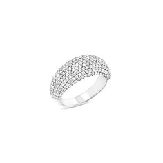 Impress with the glittering sophistication of this diamond dome ring. Expertly crafted with a domed band of shimmering diamonds, it can be worn alone or stacked with other rings to create an effortlessly stylish look. Sterling silver Diamonds, approximately 1.92 carats 10mm band width Size 8 in stock; All other sizes made to order with delivery in approximately 4-6 weeks WEB EXCLUSIVE - This design is not available in any retail locations Designed and handmade in California Style Number R0386 Luxury Oval White Gold Dome Ring, Luxury Vvs Clarity Dome Ring Fine Jewelry, Elegant Luxury Diamond Cut Dome Ring, Luxury Round Cut Diamond Dome Ring, Luxury Engagement Dome Ring With Pave Setting, Luxury White Open Dome Ring, Luxury Elegant Dome Ring With Diamond Cut, Luxury Domed White Gold Diamond Ring, Luxury Dome Ring With Diamond Accents For Women