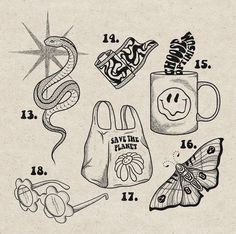 an image of some items that are in the shape of a coffee cup and other things