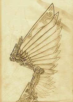 Mechanical wings Steampunk Wings Tattoo, Steampunk Mode, Wings Sketch, Art Steampunk, Wings Drawing, Metal Wings, Arte Robot