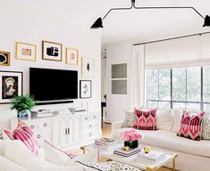 a living room filled with furniture and a flat screen tv