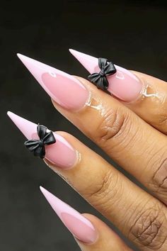 Simple Stiletto Nails, Pink Stiletto Nails, Vogue Nails, Long Stiletto Nails, Pointy Nails, Acrylic Toe Nails, Black Acrylic Nails