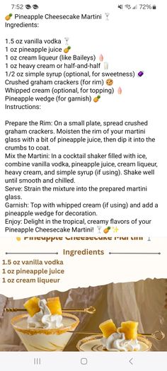 the recipe for an app that shows how to make desserts with whipped cream and orange juice