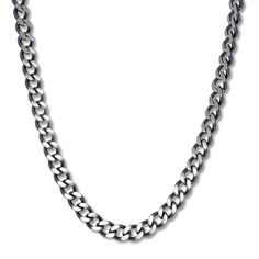 This bold 24-inch curb chain necklace is crafted of stainless steel and accented with gray ion-plating. The chain secures with a lobster clasp. Toddler Jewelry, Jewelry Questions, Bolo Necklace, Jewelry Advice, Curb Chain Necklace, Kay Jewelers, Chain Fashion, The Chain, White Necklace