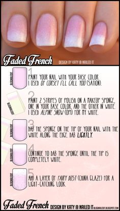 Faded French Manicure Tutorial Faded French Manicure, French Manicure With A Twist, Faded French, Nail French, French Fade, Manicure Tutorials, Glitter French Manicure, French Manicure Designs, Diy Nail Art