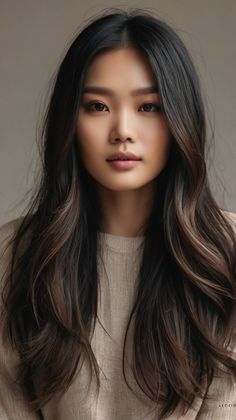 Looking for a fresh and stylish look? Balayage for Asian Hair is a stunning choice for 2024! This technique adds beautiful highlights and dimension, perfect for achieving that effortless, sun-kissed look. Save this pin for styling tips and inspiration! #Balayage #AsianHair #2024Trends #EffortlessStyle #FallHairColors Hair Color Black Hair, Balayage For Black Hair Straight, Highlights For Dark Brown Hair Asian, Hairstyles For Long Hair Asian, Black Asian Hair With Highlights, Black Hair With Warm Highlights, Asian Hair Inspo Medium Length, Balayage Hair Brunette Asian, Asian Long Hair Balayage