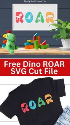 the free dino roar svg cut file is perfect for cutting and crocheting