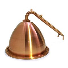 a copper colored lamp on a white background