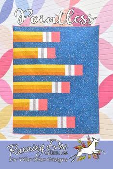 the front cover of a quilt book, featuring an image of a blue and yellow striped quilt