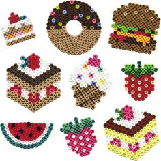 the bead designs are all made up of different shapes and sizes, including donuts