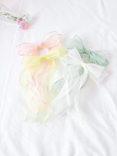 Soft Girl Accessories, Soft Girl Fashion, Belle Bow, Pastel Accessories, Kawaii Hair Clips, Fashion Girl Design, Pastel Bows, Hair Tie Accessories, Korean Accessories