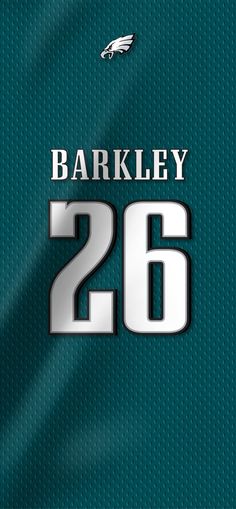 an eagles jersey with the number 26 on it, in white and green colors that reads barkley