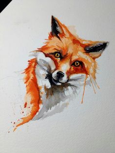 an image of a fox painted in watercolors on a white paper with the words livro de vicio's tattoo de repposa