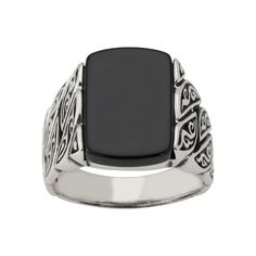 Accessorize in style with this Menster Men's Sterling Silver Oxidized Black Onyx Signet Ring. Click on this JEWELRY & WATCHES GUIDE to learn about fit, styles, materials and more! Accessorize in style with this Menster Men's Sterling Silver Oxidized Black Onyx Signet Ring. Click on this JEWELRY & WATCHES GUIDE to learn about fit, styles, materials and more! FEATURES Width: 0.2" - 0.75" Shank style: stackable Nickel free Metal: sterling silver Plating: rhodium Finish: oxidized Packaging: velvety Onyx Signet Ring, Men's Jewelry Rings, Sterling Silver Mens, Signet Ring, Rings Statement, Black Onyx, In Style, Statement Rings, Onyx