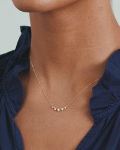 Elle Diamond Row Necklace Repurposed Diamond Ring Into Necklace, Layering Diamond Necklaces, Diamond Necklace Simple, Earrings Stacking, Diamond Necklace Designs, White Gold Necklace, Necklace Ideas, Simple Diamonds, 14k Gold Necklace