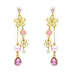 18K Gold Vermeil Posts Anti-tarnish, Anti-allergy. Pink Gold-plated Pierced Earrings, Pink Gold Plated Pierced Earrings, Pink Dangle Gold Plated Earrings, Pink Gold Plated Dangle Earrings, Jewelry Accessories Ideas, Accessories Ideas, Affordable Jewelry, Creative Jewelry, Jewelry Ideas