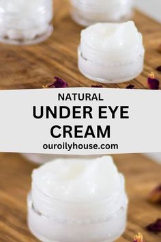 Learn how to make a homemade natural eye cream to reduce wrinkles, puffiness, dark circles, and tighten skin. Homemade Natural Beauty Products, Natural Diy Skin Care, Homemade Creams, Diy Beauty Products, Natural Eye Cream, Under Eye Cream, Tighten Skin, Natural Healing Remedies