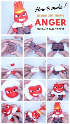 the instructions for how to make an angry bird cake topper with fondant icing